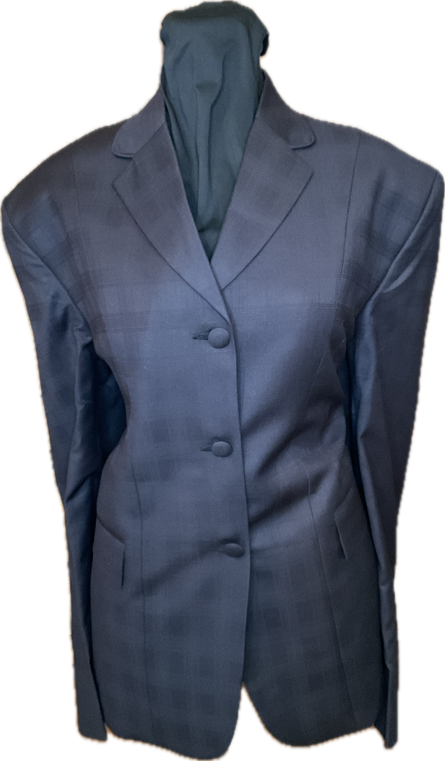 *42 Bust* Black Plaid with Matching Velvet Collar