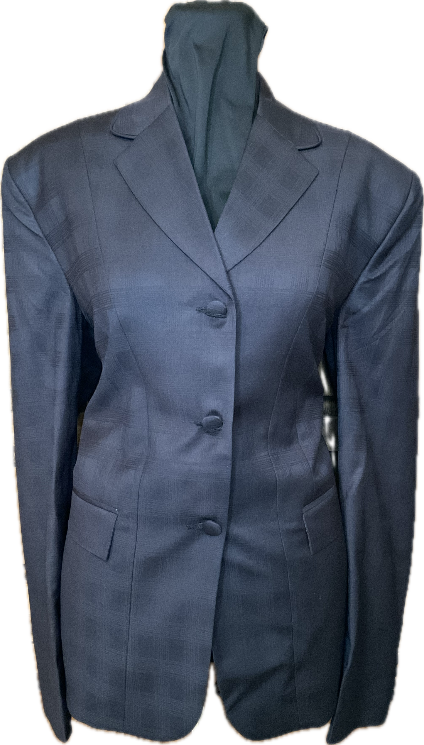 *38 Bust* Black Plaid with Matching Velvet Collar and Black Piping