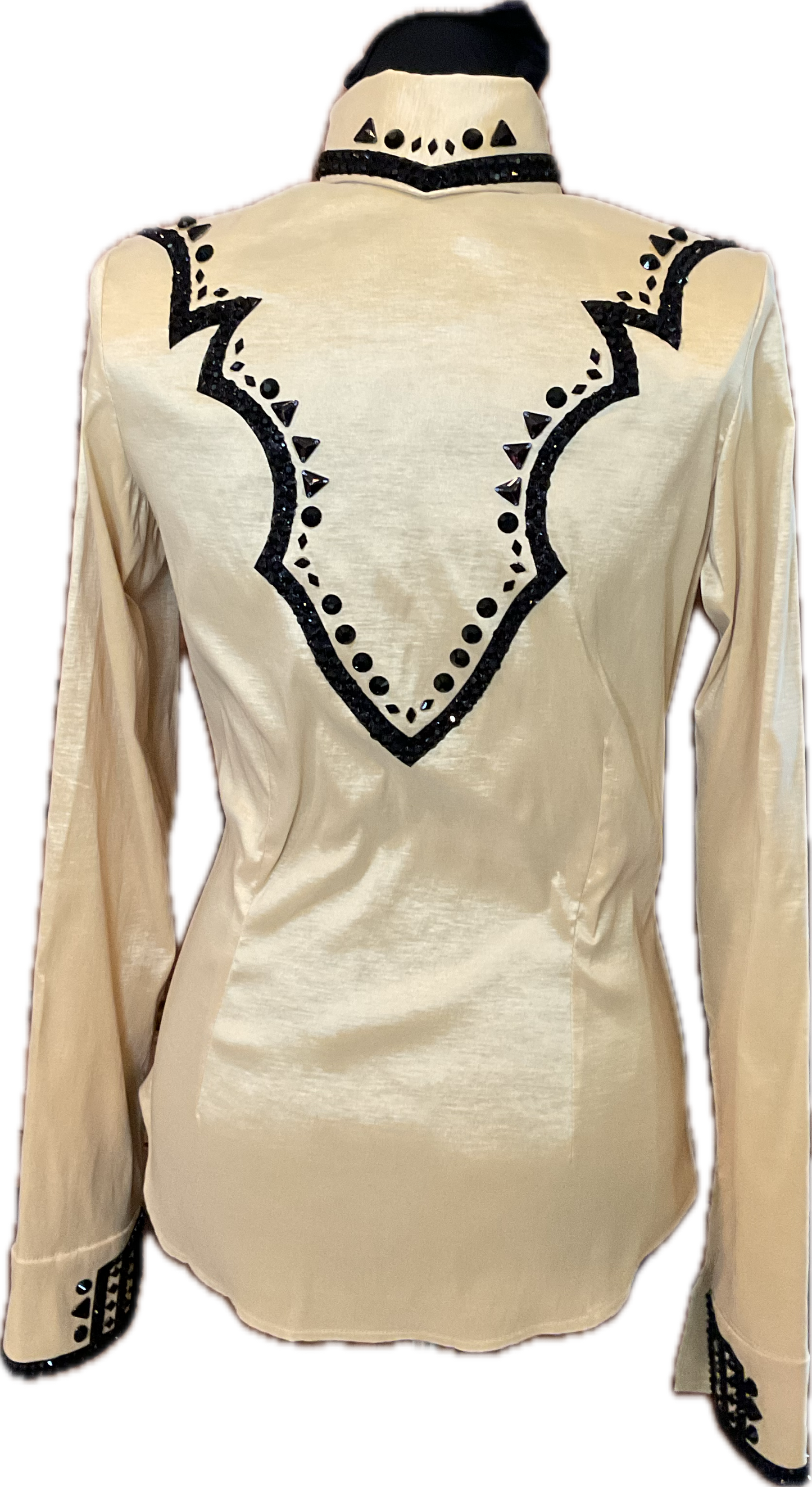 Size Small Gold Stretch Tafeta Day Shirt with Black Detailing