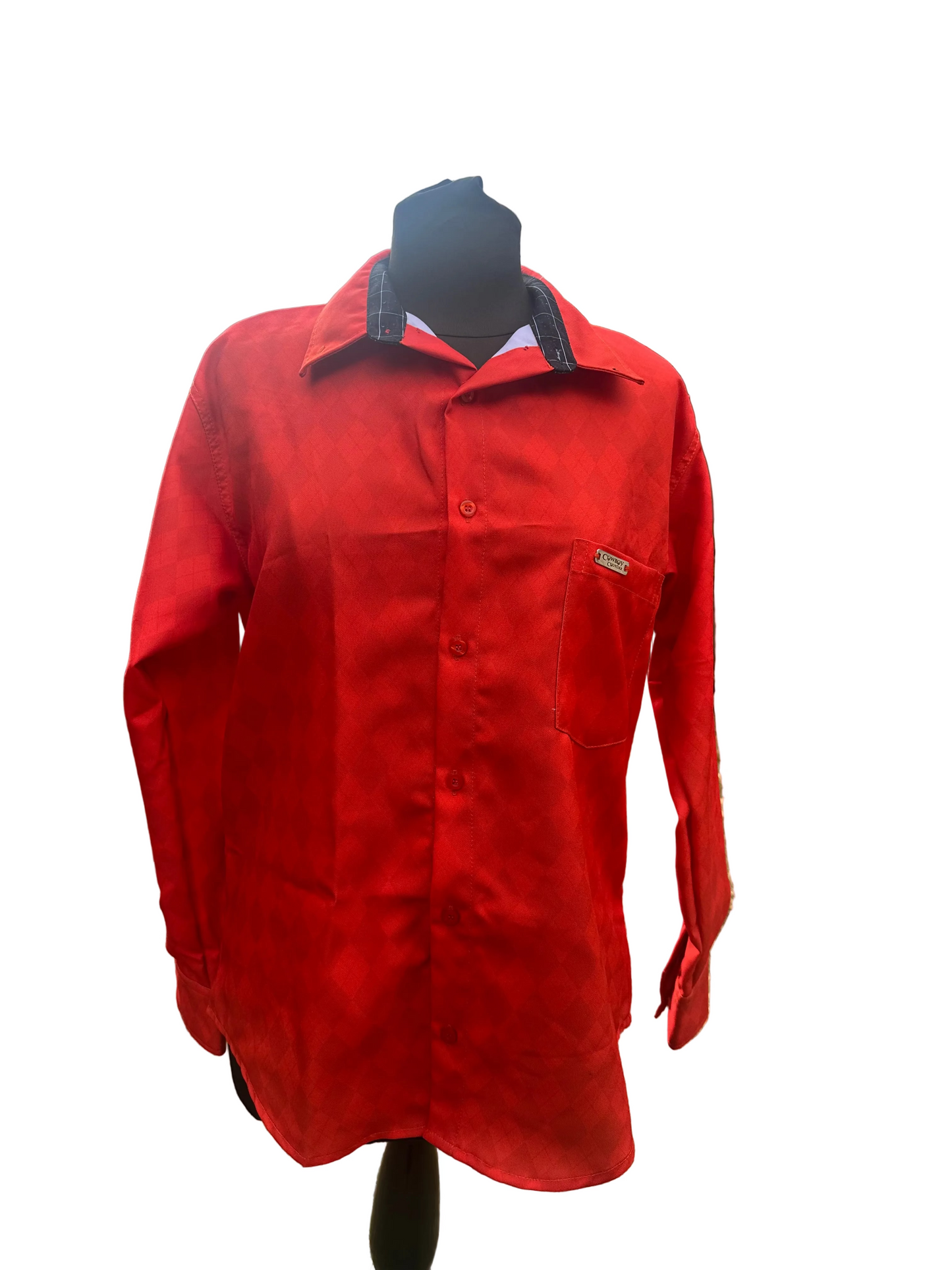 Cowboy Couture Men's Shirt -Burnt Orange - Diamond Print