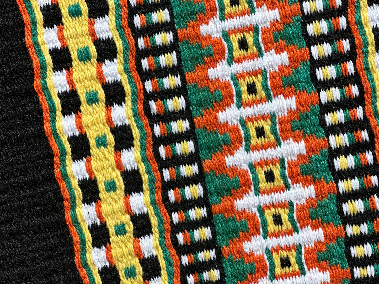 61. Oversized saddle blanket black yellow orange white Kelly green