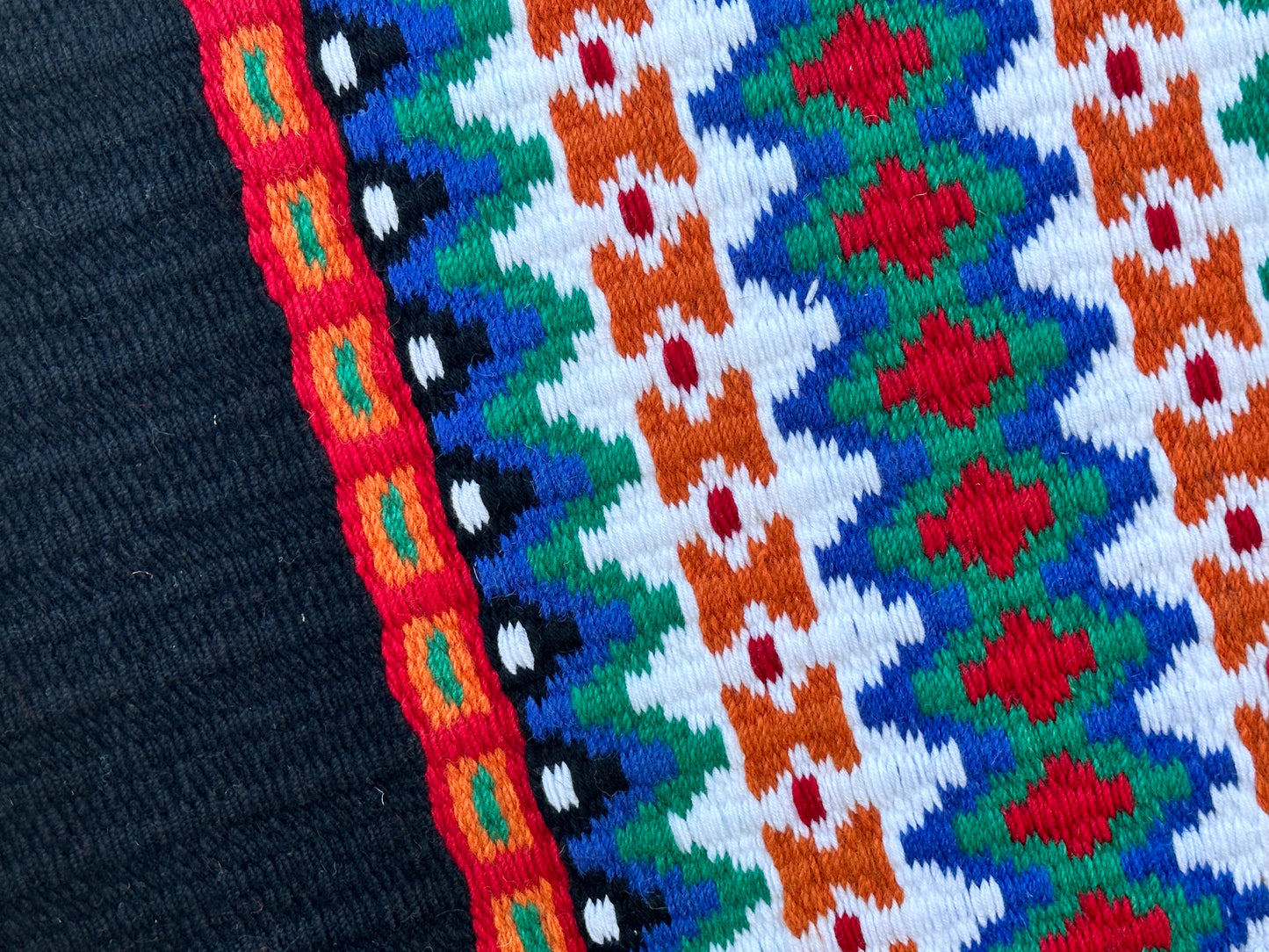 48. Oversized saddle blanket black Kelly green royal blue red orange white