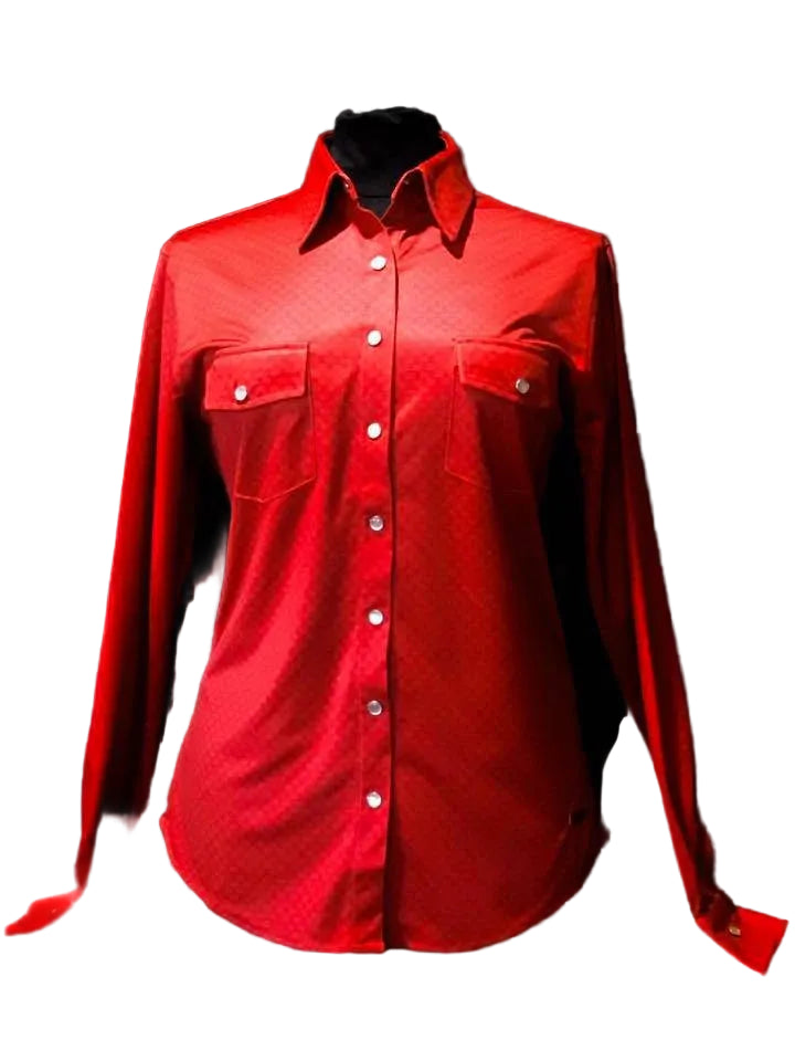Cowboy Couture Ladie's snap shirt. Show Red carbon fiber print