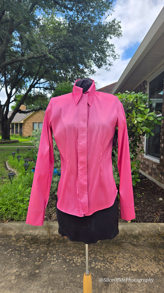 Size Large Pink stretch taffeta Plain Shirt