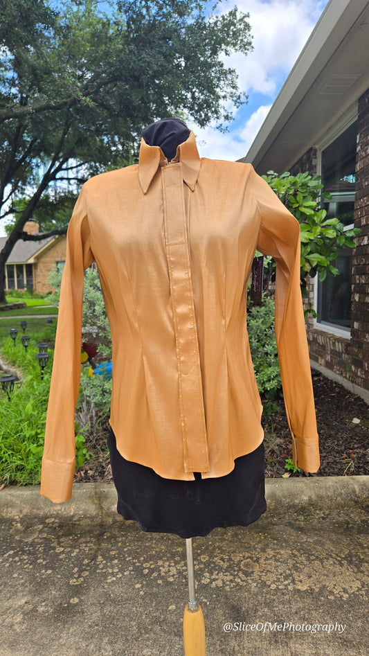 Size Large Gold stretch taffeta Plain Shirt