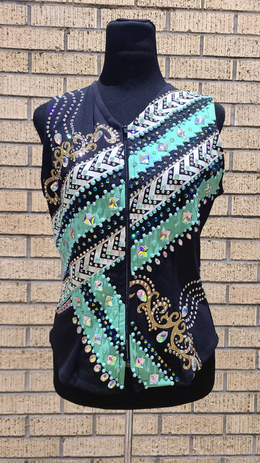 Size small black with mint white and gold design