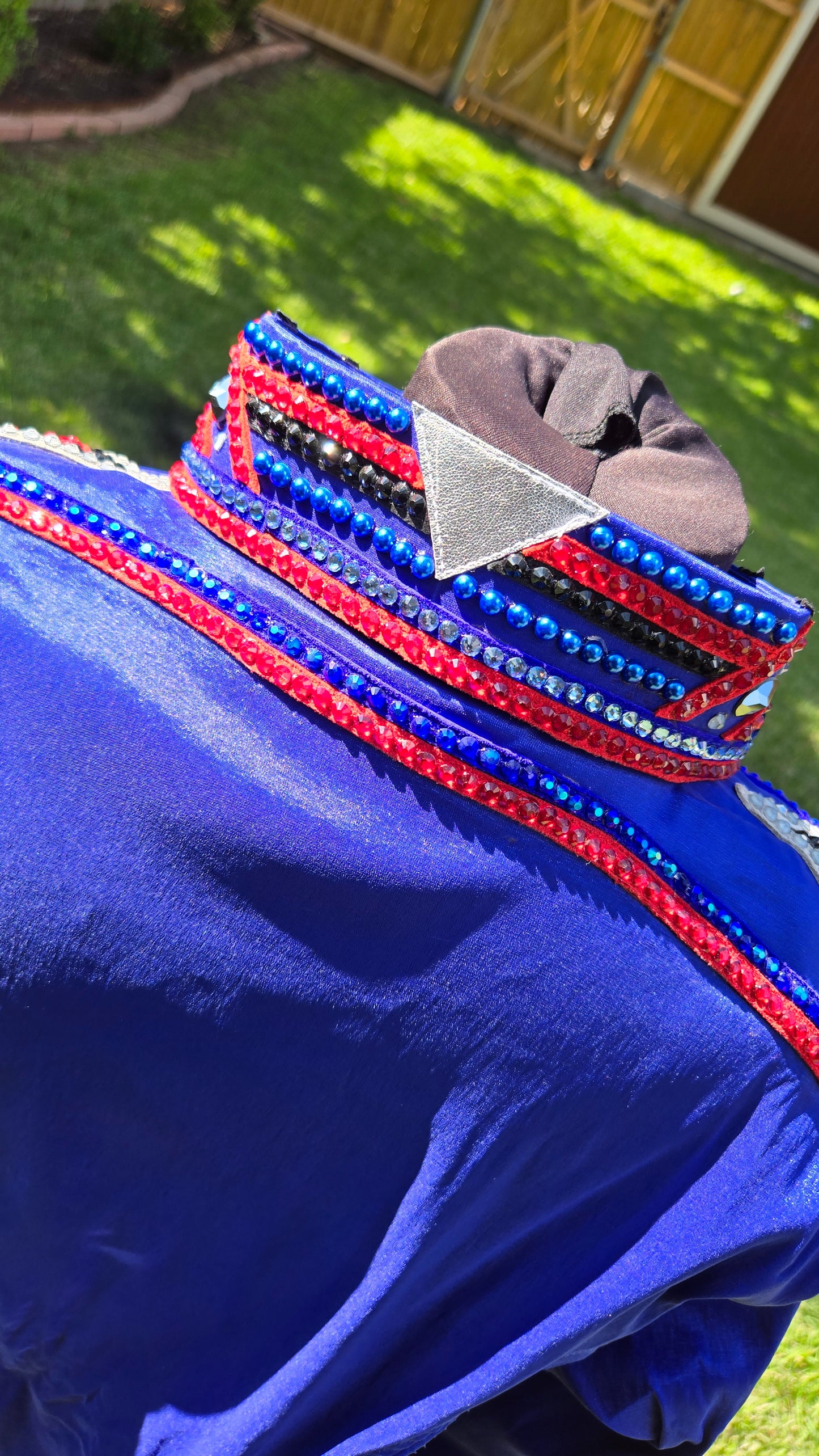 XXL Royal Blue Stretch Taffeta Day Shirt grey, red, black, silver