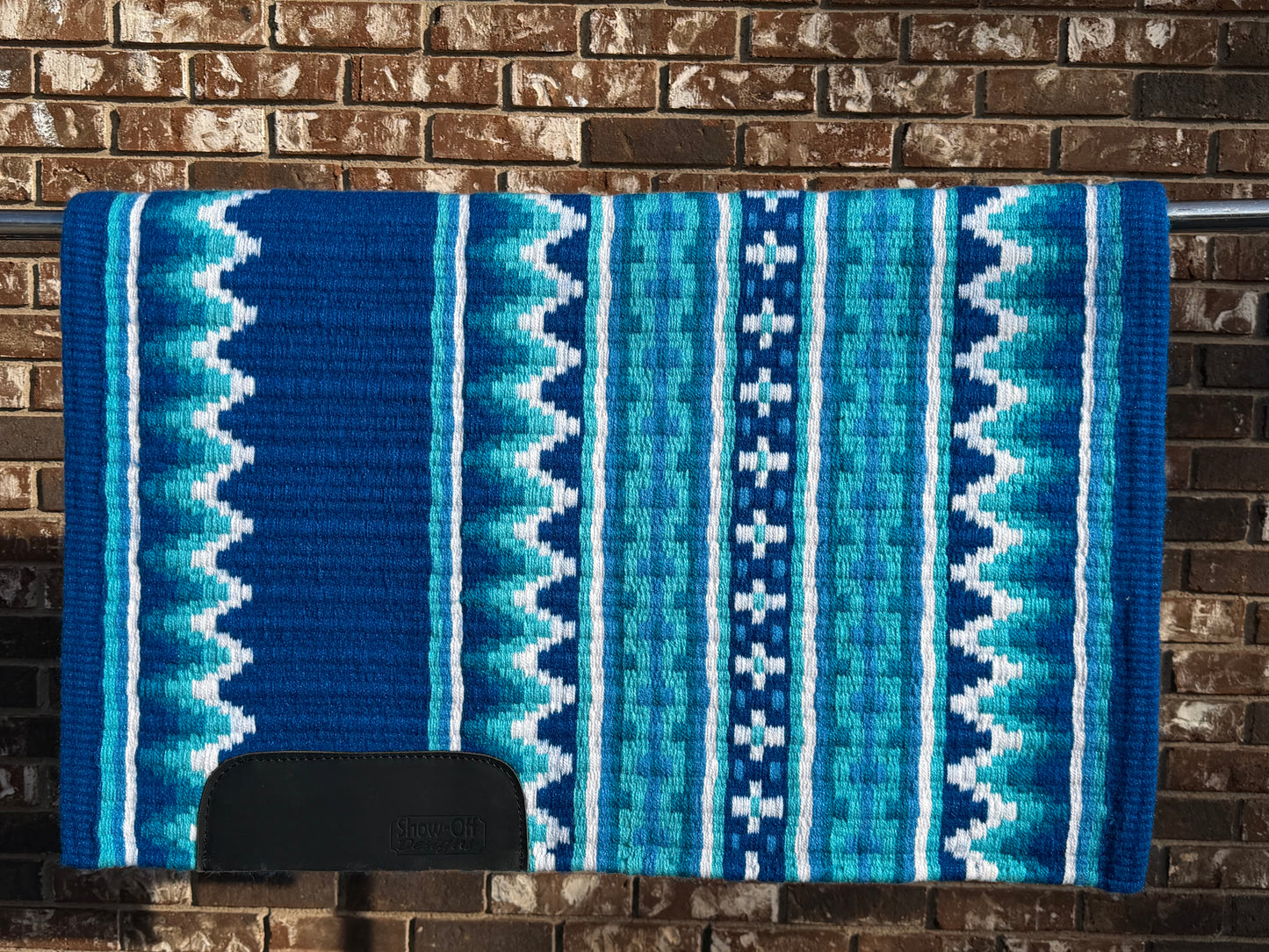 B472 Oversized Saddle Blanket Bright Royal Blue, Teal, Soft Teal, White, Periwinkle