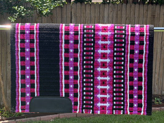 B564 Oversized Saddle Blanket Black, White, Fandango Pink, Matte Metallic Pink, Soft Purple