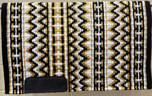 B347 Oversized Saddle Blanket Black, White, Raw Umber, Matte Metallic Gold