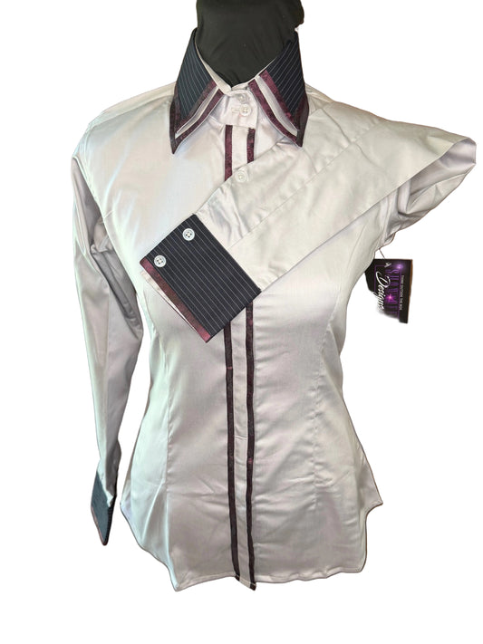 Youth Western Stretch Cotton Shirt **Hidden Zipper** Light Grey/Burgundy