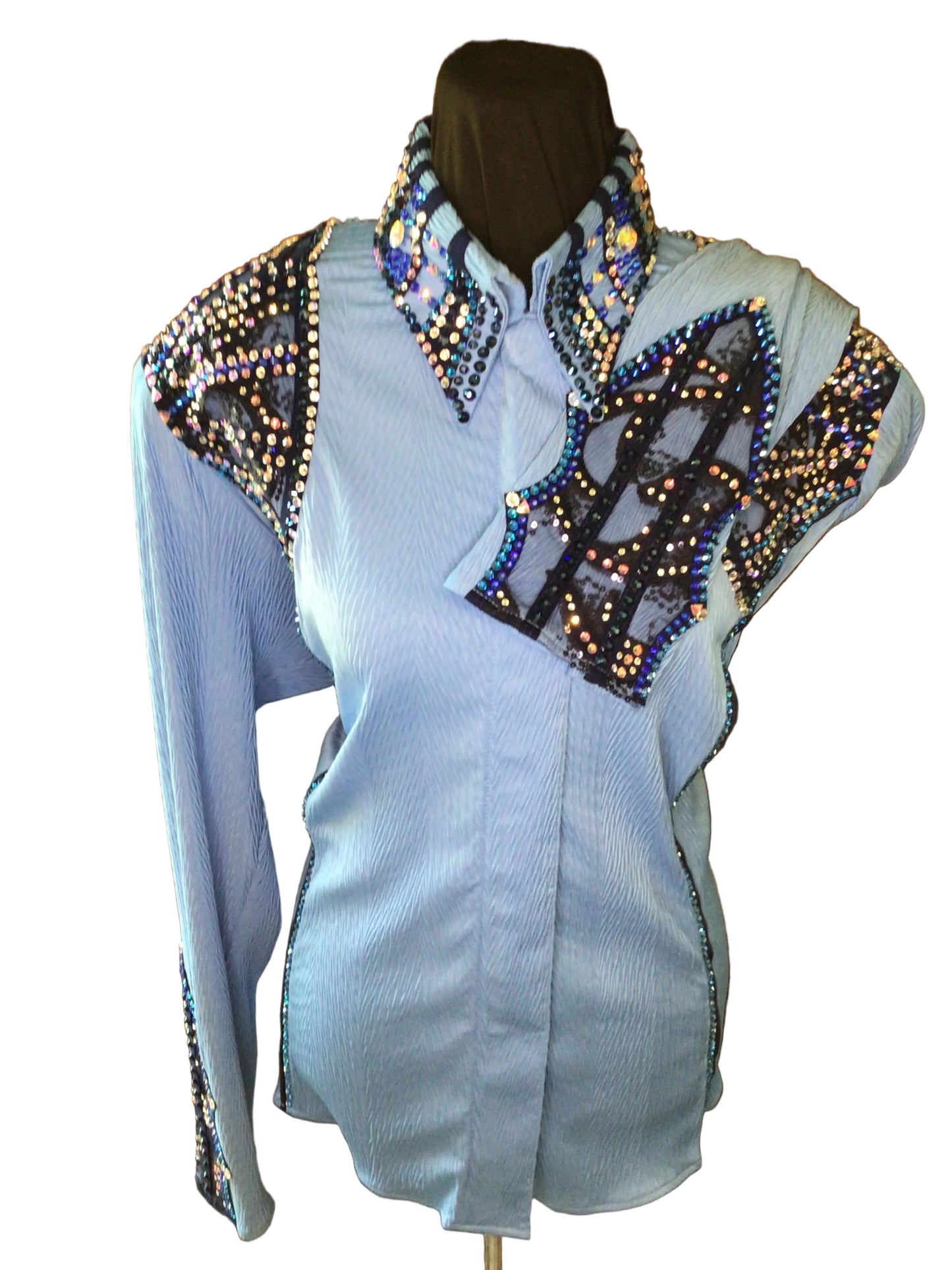 XXL Sky Blue Textured Lycra with Navy Accents