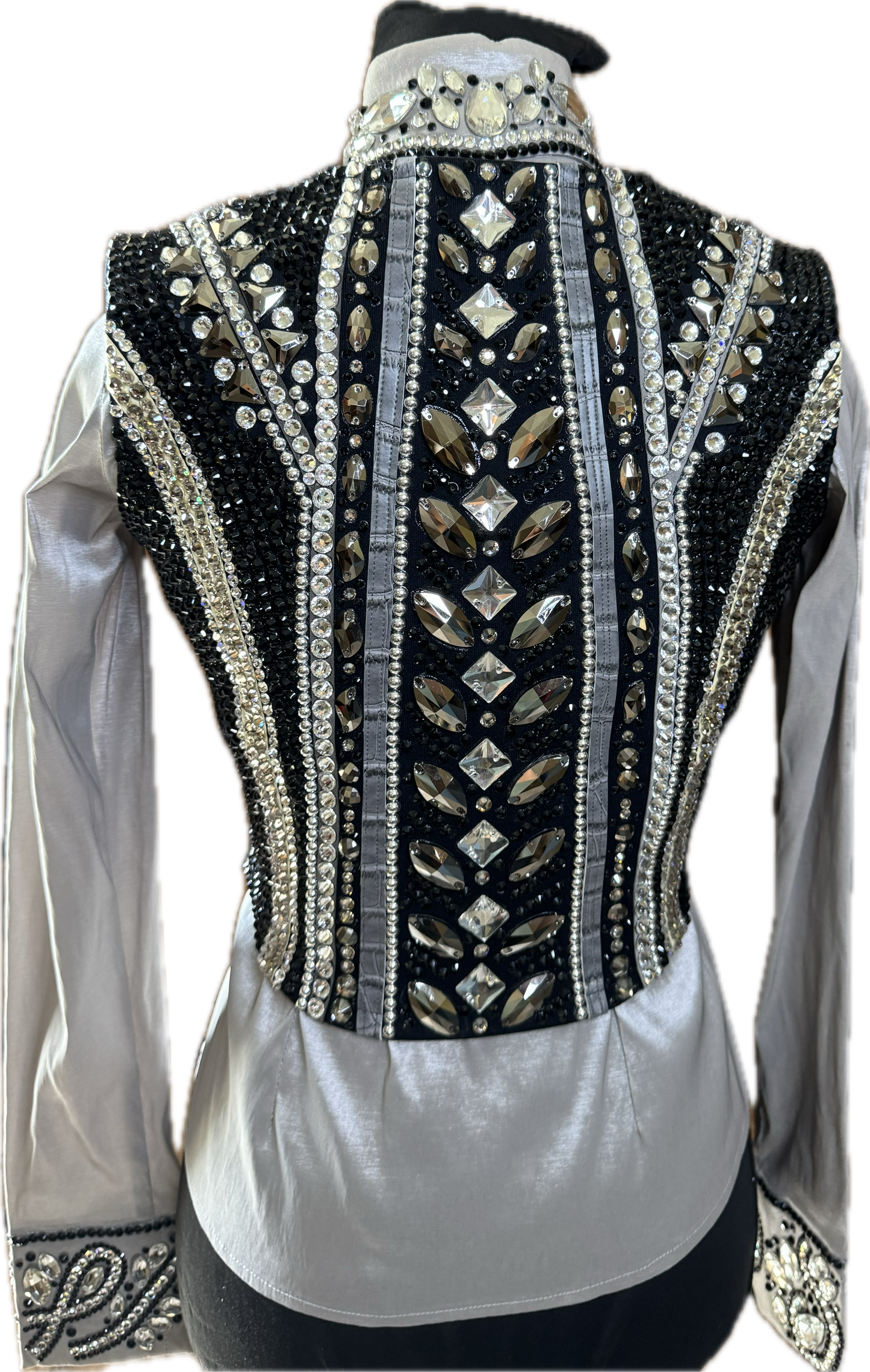 Extra Small Vest Set black and grey with matching day shirt. vest has detachable fringe