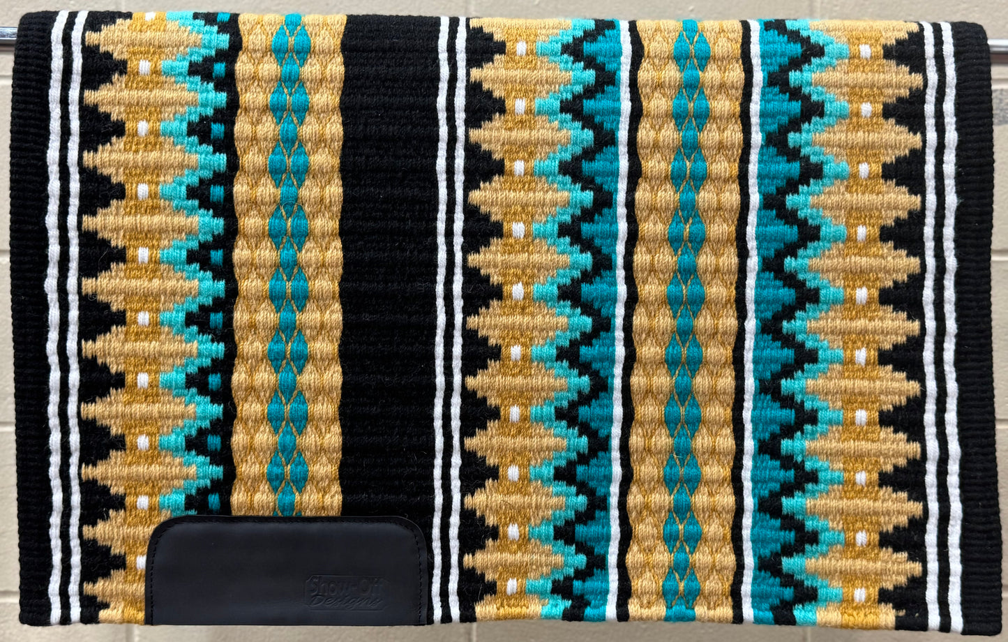 B347 Oversized Saddle Blanket Black, White, Mint Green, Gold, Teal, Raw Umber