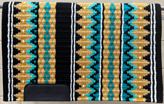 B347 Oversized Saddle Blanket Black, White, Mint Green, Gold, Teal, Raw Umber