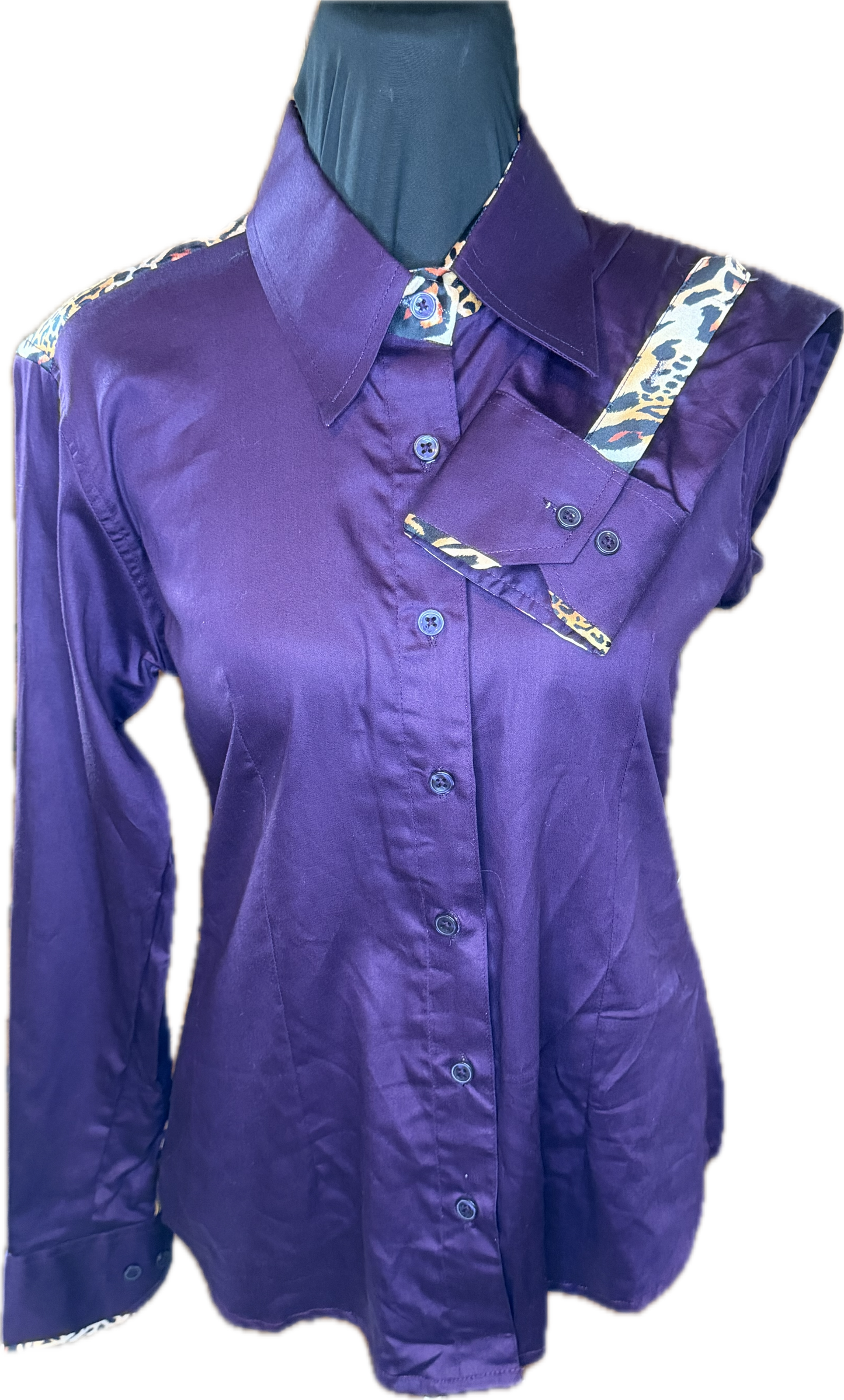 Cheetah Western Ladies Shirt Plum