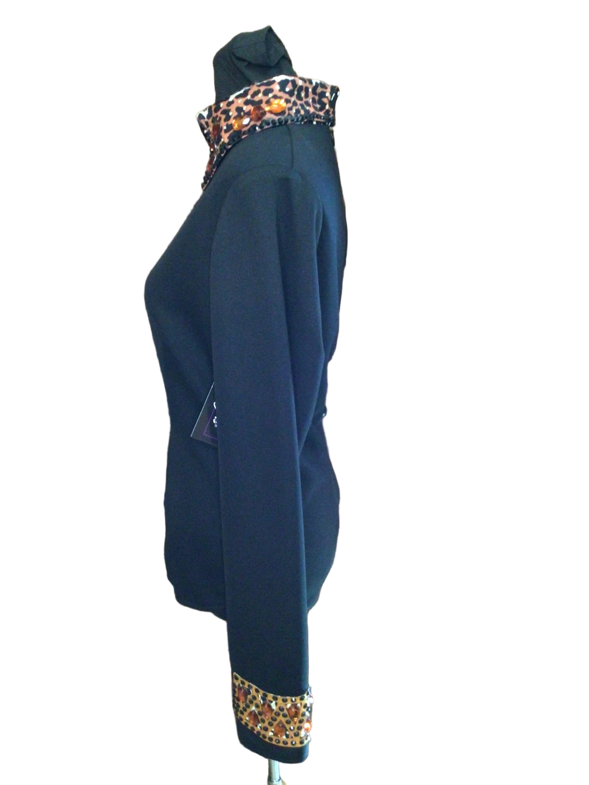 Large Black Cotton Shirt with Leopard And Gold Details