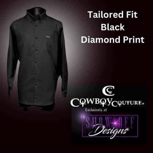 Cowboy Couture Men's Shirt - Black Diamond Print