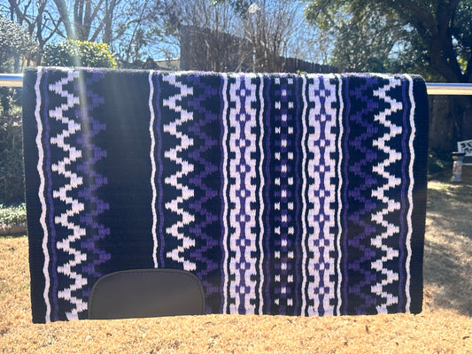 B131 Oversized Saddle Blanket black, white, show purple