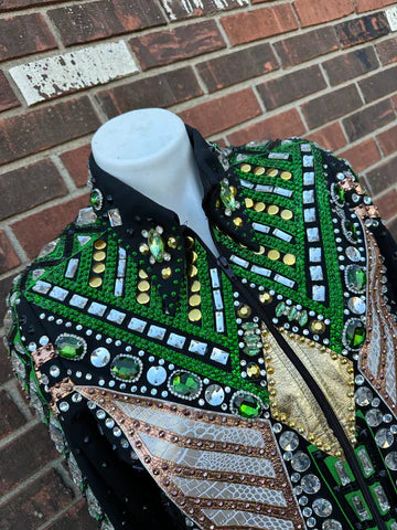 Large Showmanship Jacket Green and Gold Beauty!