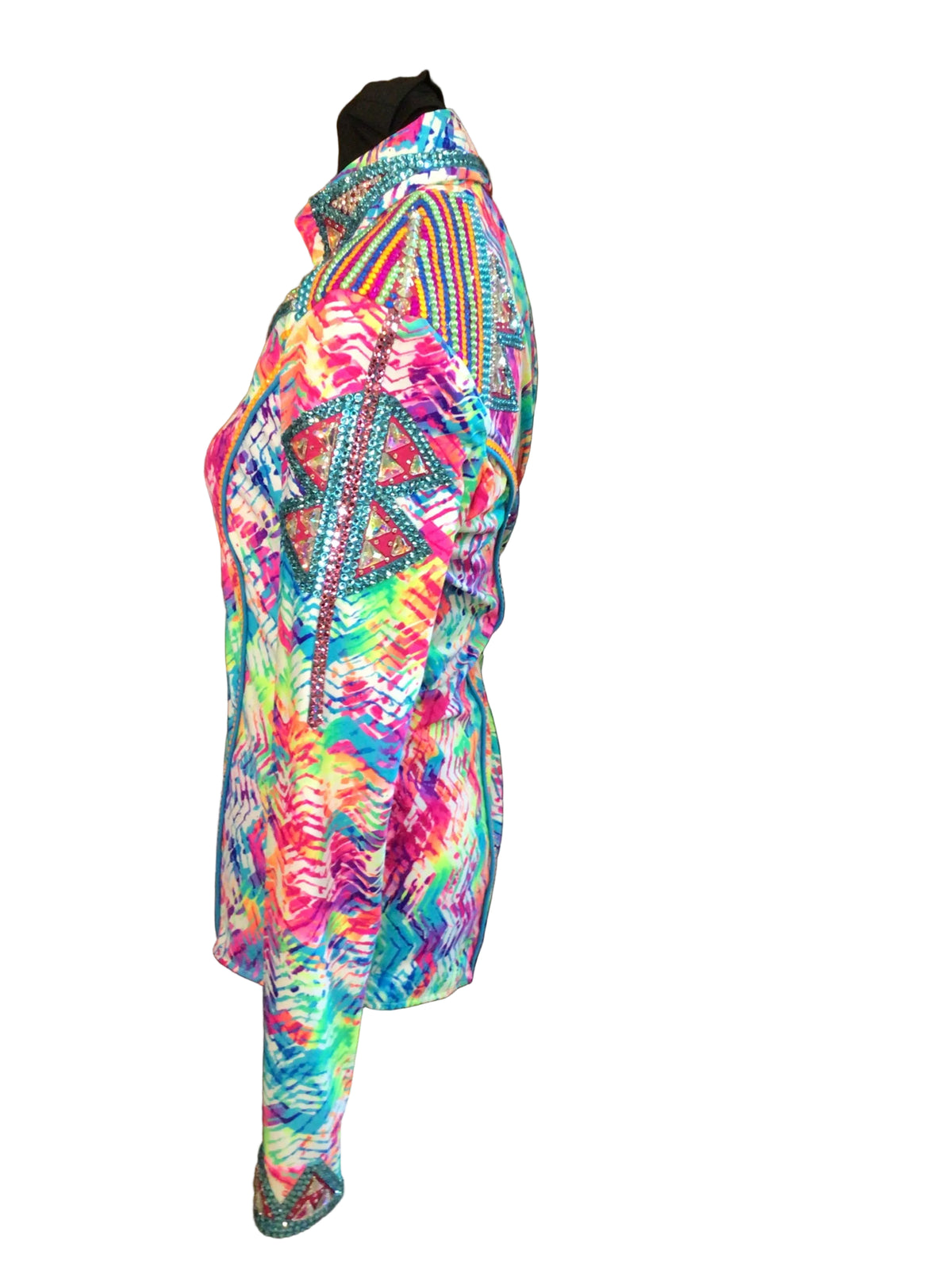 Medium Colorful Stretch Lycra with Colorful Shoulder and Sleeves Details