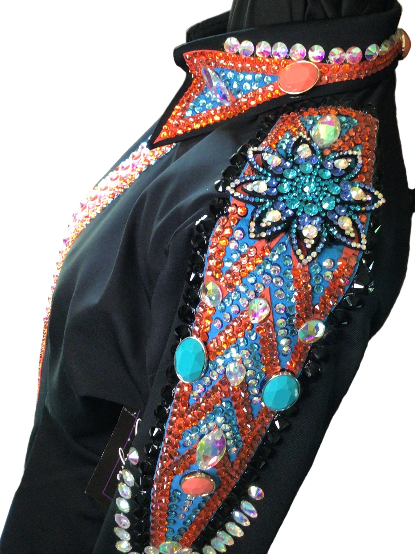 Small Stretch Black Day Shirt with Orange and Aqua