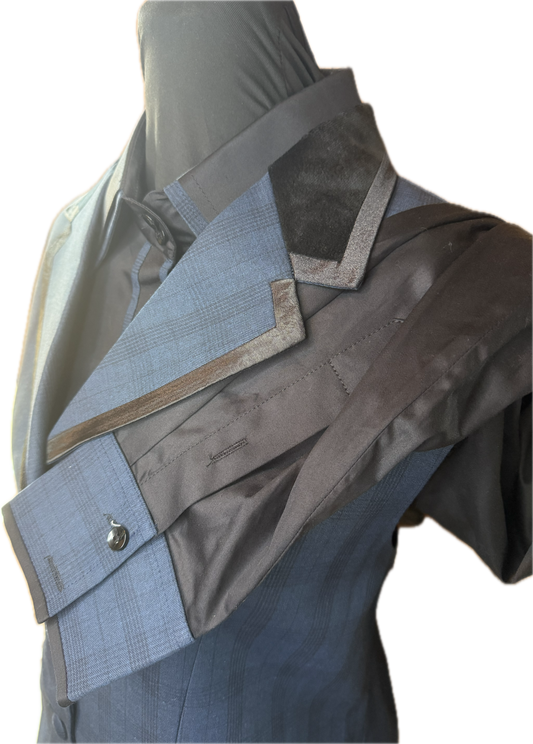 *42 Bust* Vest Set *Navy Blue Plaid and Matching Shirt