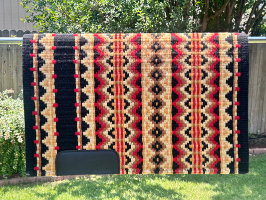 B168 Oversized Saddle Blanket black, black, gold, caramel, tibetan red