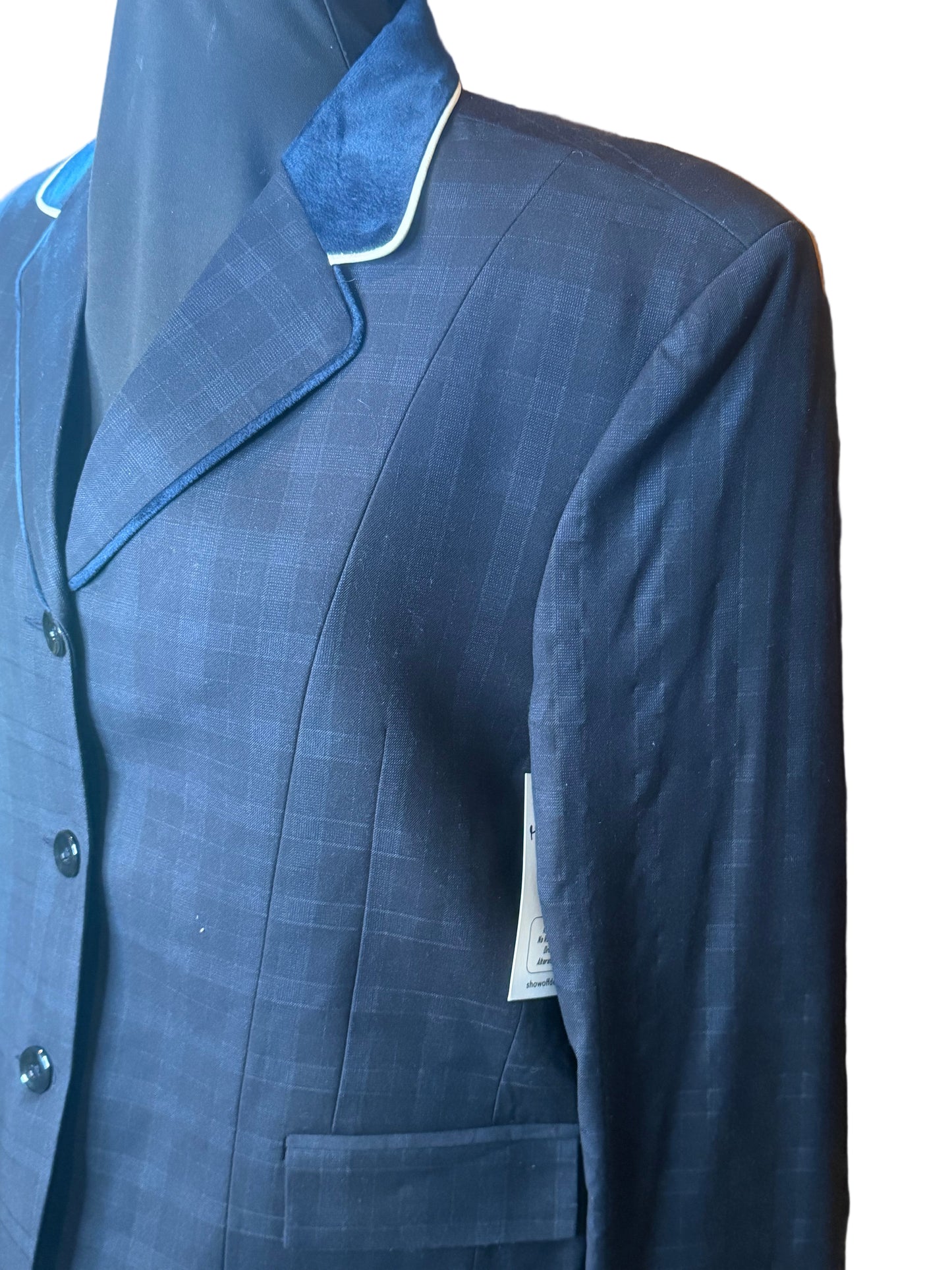 *36 Bust* Navy blue plaid hunt coat