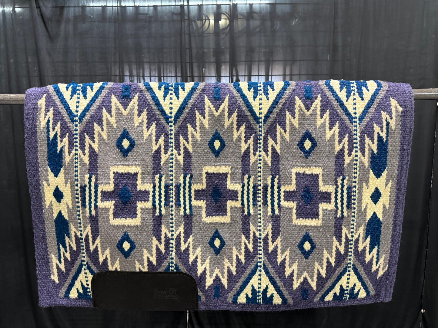 a113 Ranch Oversized Saddle Blanket Slate Blue, Ocean Blue, Silver Rose, Ivory