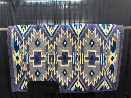 a113 Ranch Oversized Saddle Blanket Slate Blue, Ocean Blue, Silver Rose, Ivory