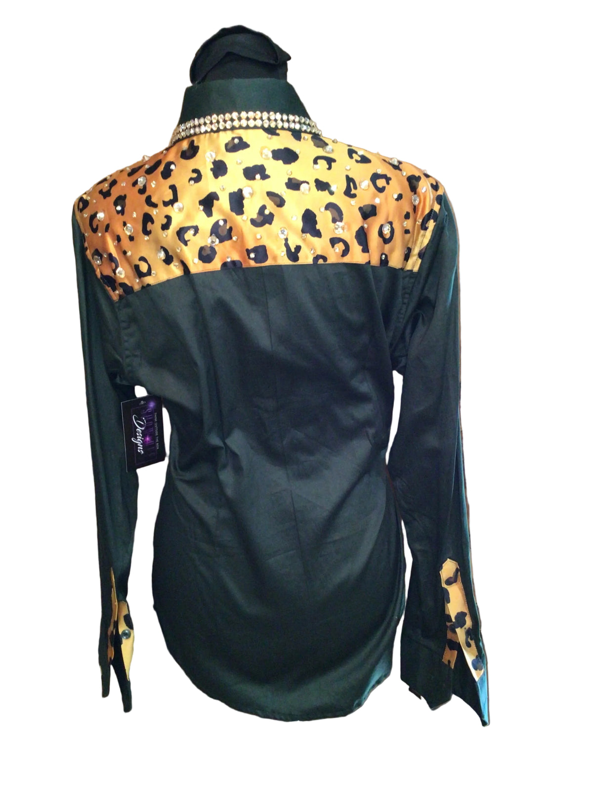 Size Medium Black Day Shirt with Leopard Back Details