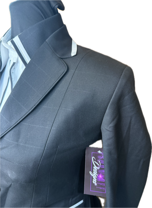 *Youth* Showmanship Suit * Black with White Trims * White Stretch Cotton Shirt * Hidden Zipper on Shirt and Coat. Will match Black Pants