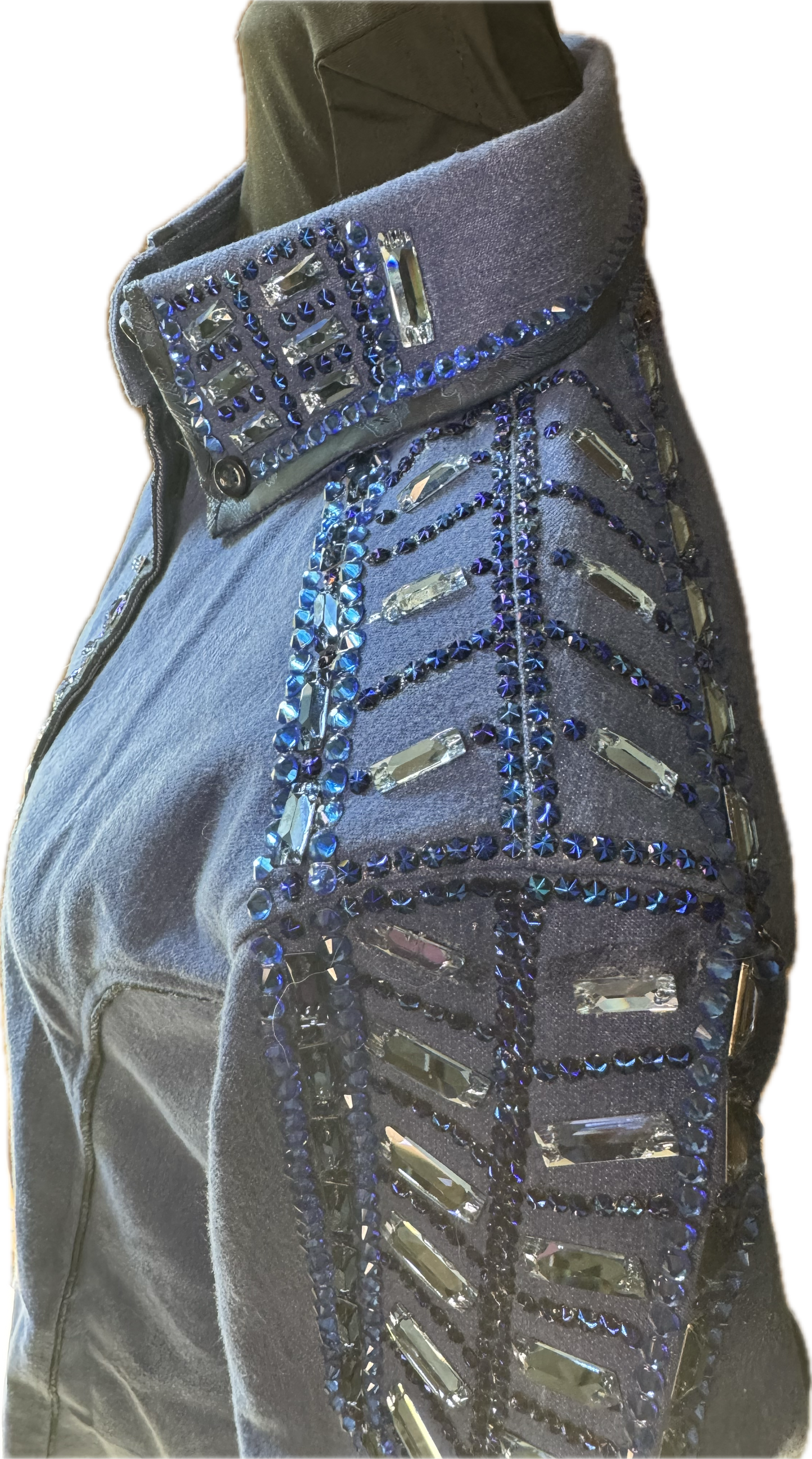 Size Large stretch denim retro design tone on tone shirt