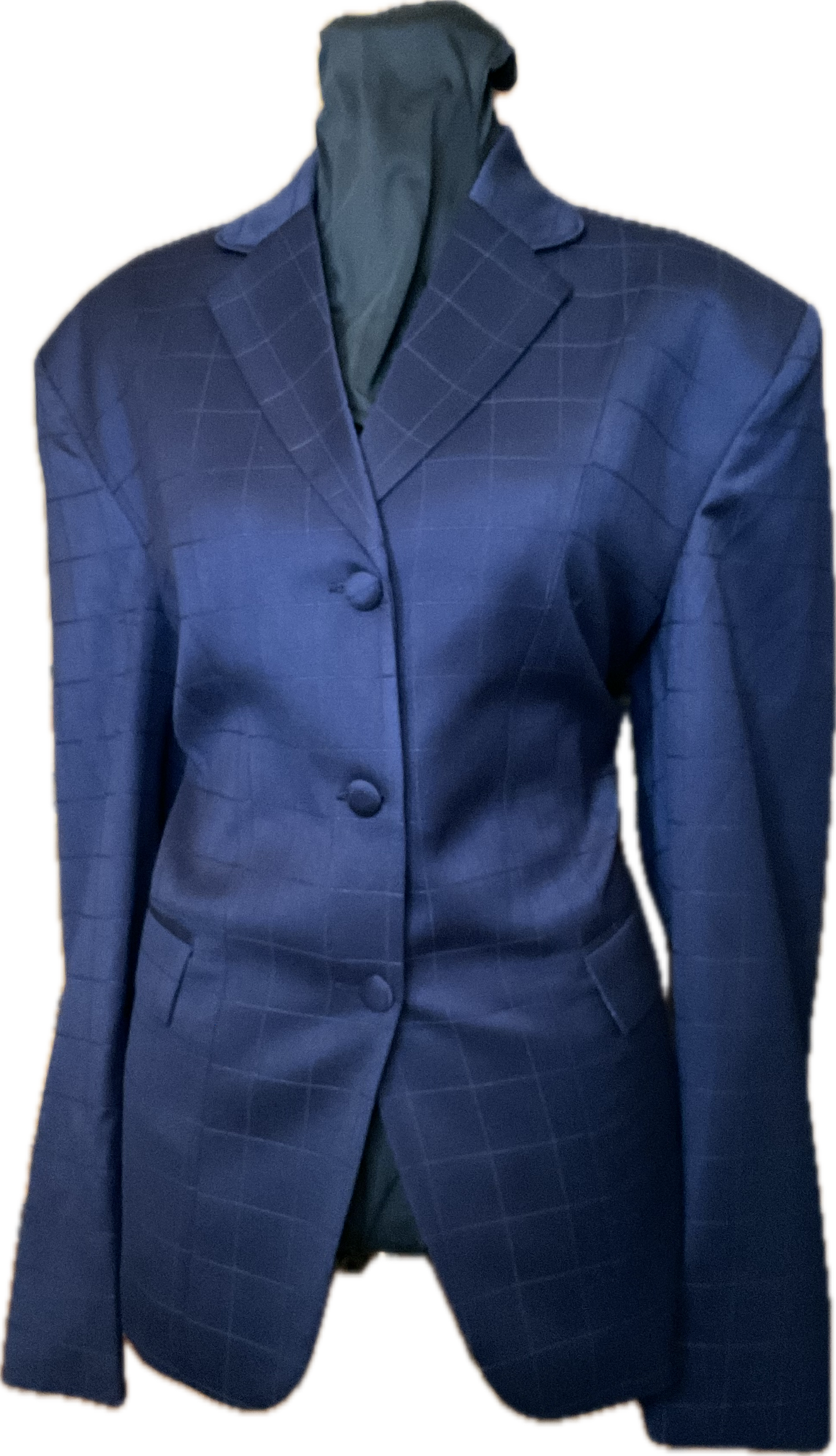 *42 Bust* Navy Plaid with Matching Velvet Collar