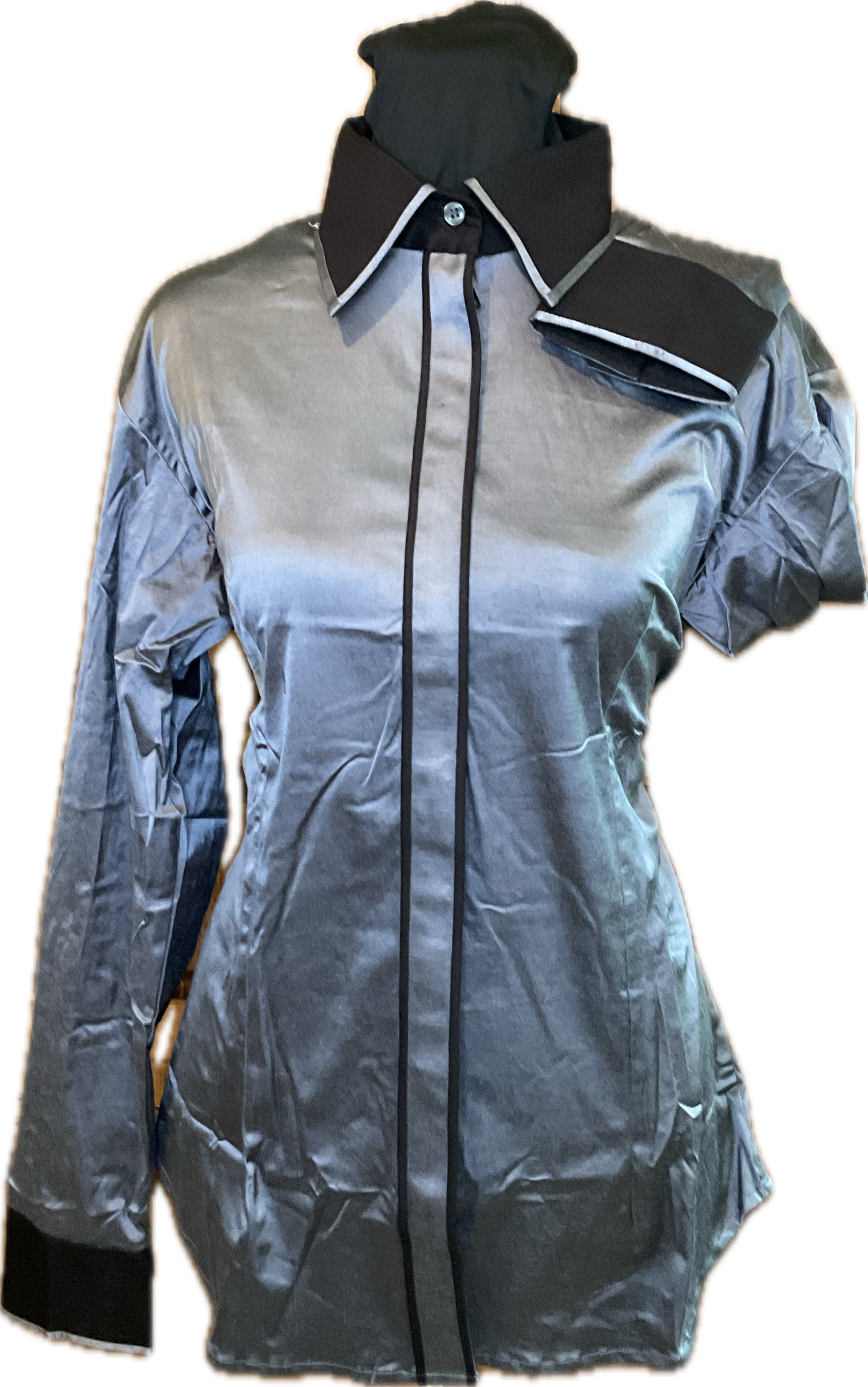 *38 Bust* Charcoal Taffeta  with Black Trims Showmanship/Halter Suit Set.