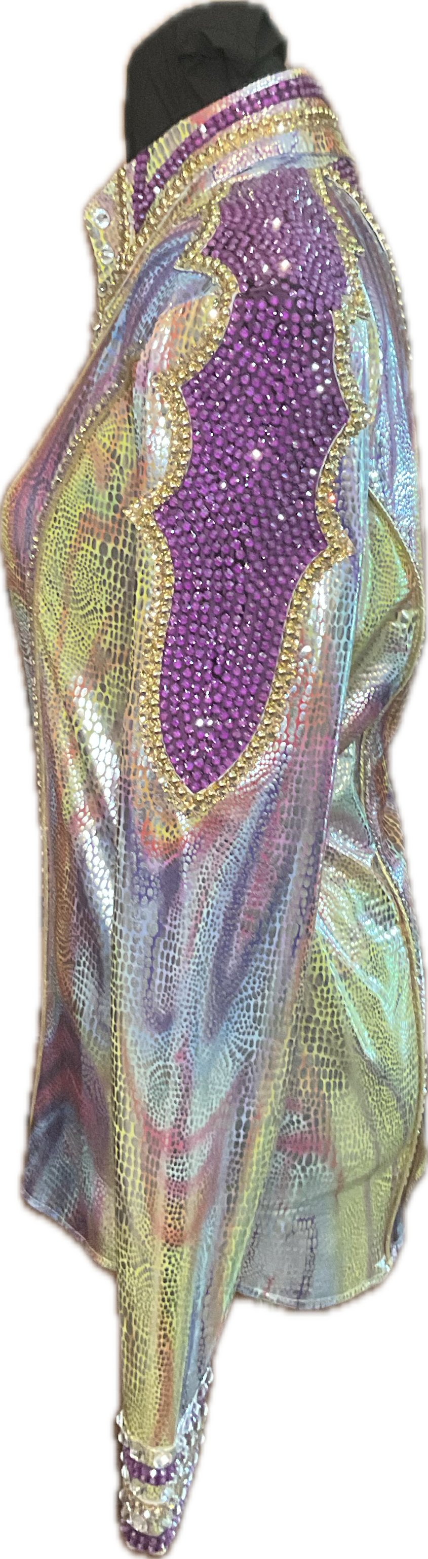 Size Large Multicolor Day Shirt with Purple and Gold Details