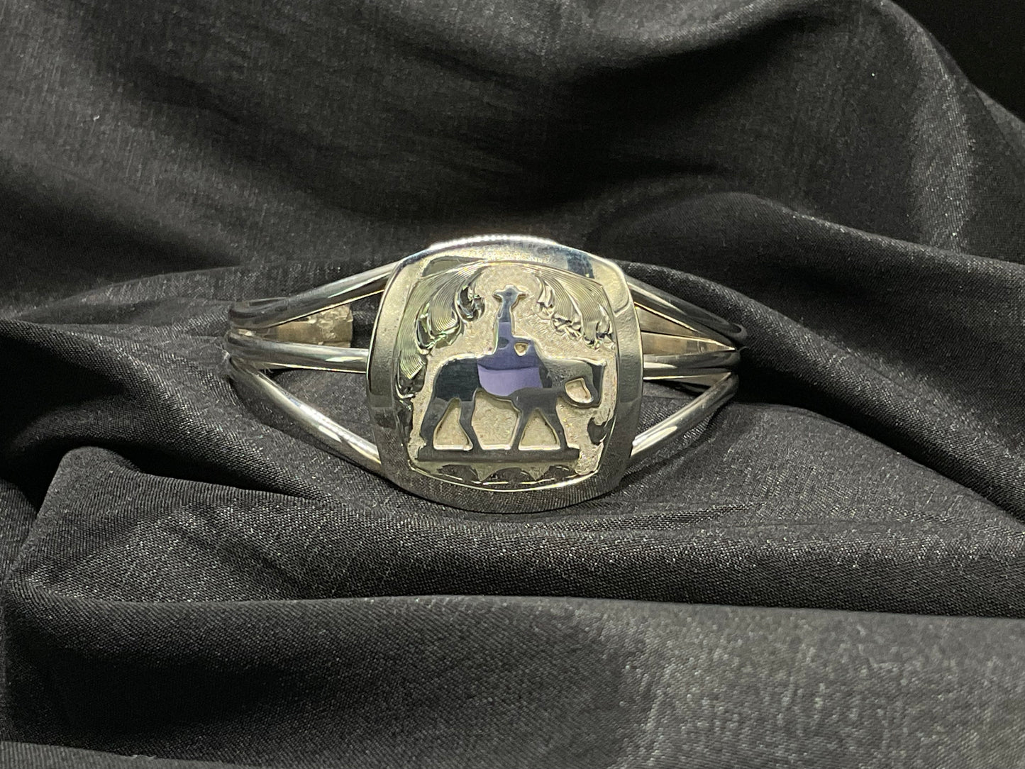 Silver By Wanda Bracelet Cuff #B54P Western Horse