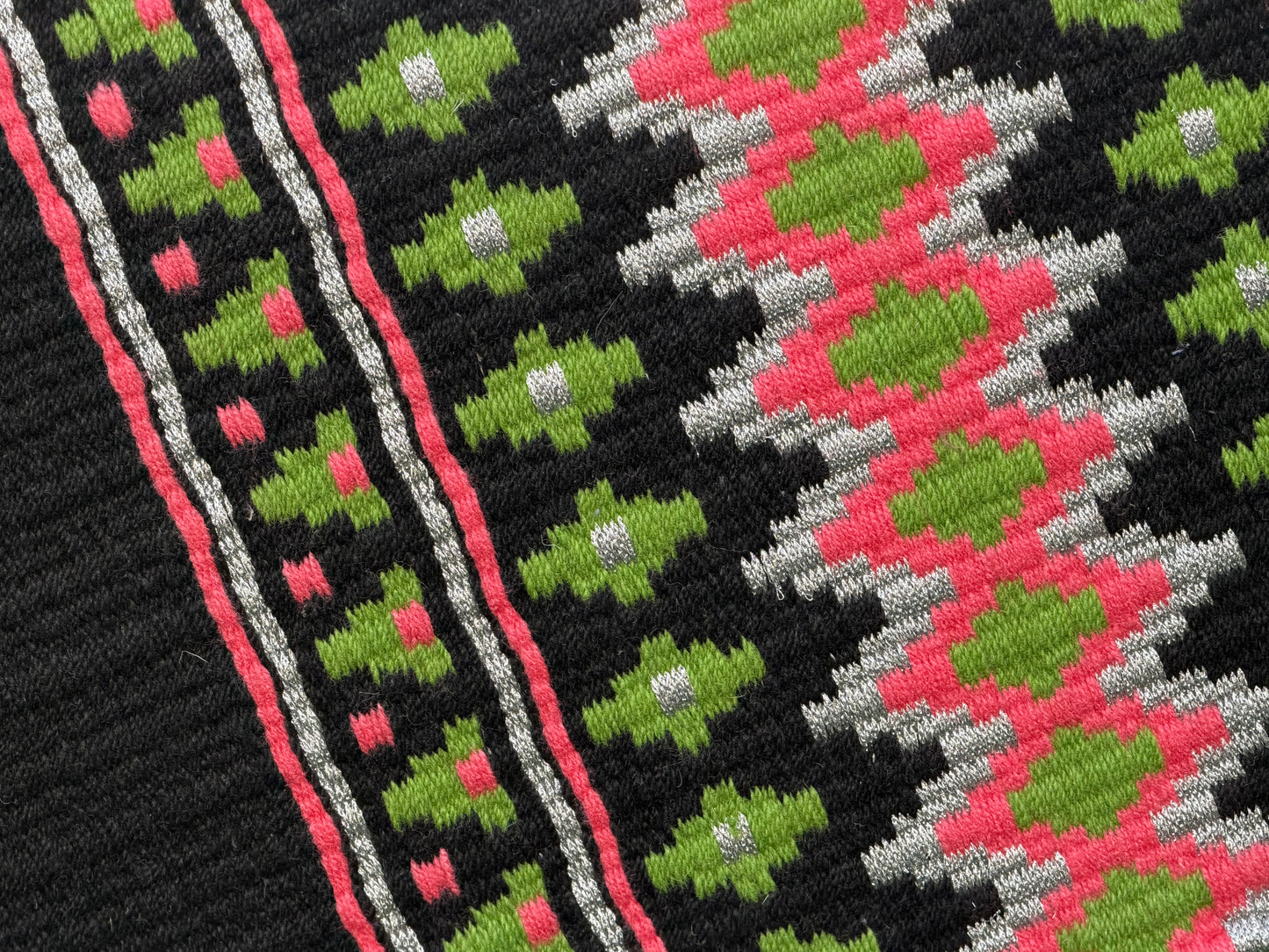 B534 Oversized Saddle Blanket Black, Moss Green, Metallic Silver, Coral