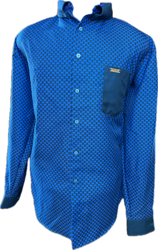 Cowboy Couture Men's Shirt -Dark Teal -Carbon Fiber