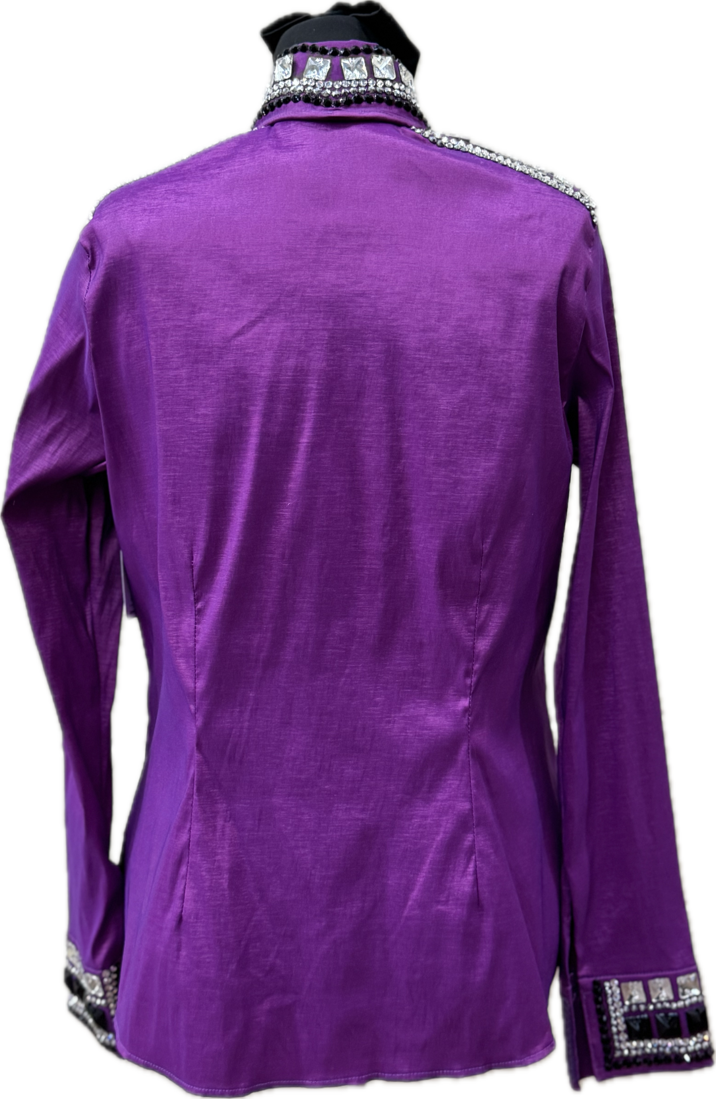 Size Medium Raspberry Stretch Taffeta with Black and Clear Accents