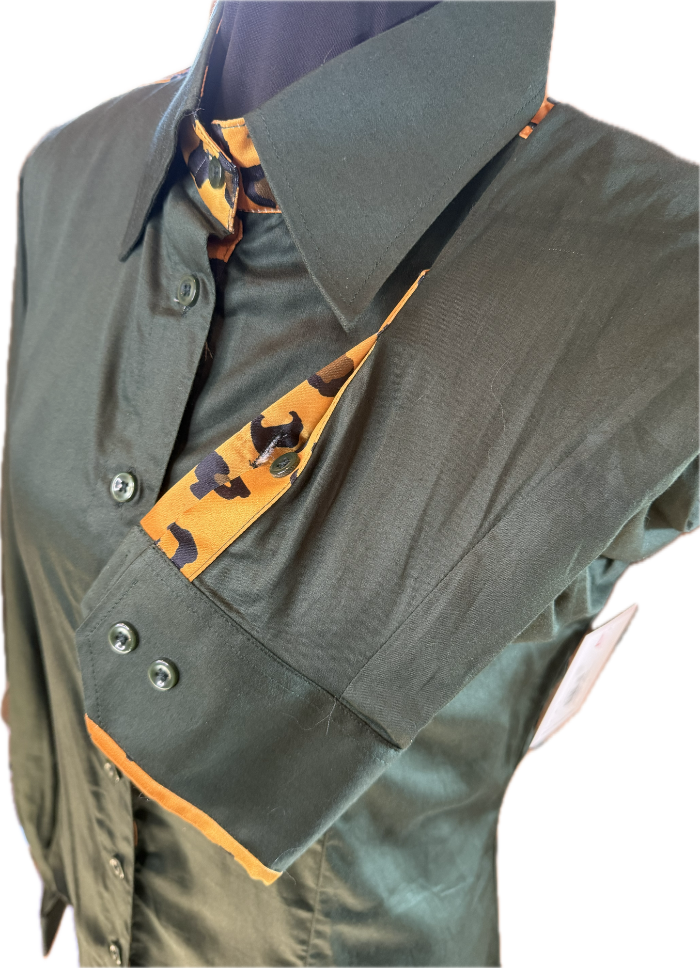 Cheetah Western Ladies Shirt Hunter Green