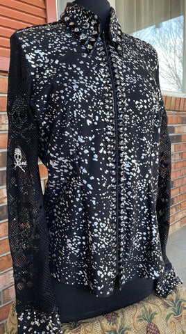 Size Large FUN day shirt with sugar skull lace sleeves