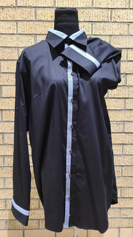 Men's Shirt Black With Black and Blue