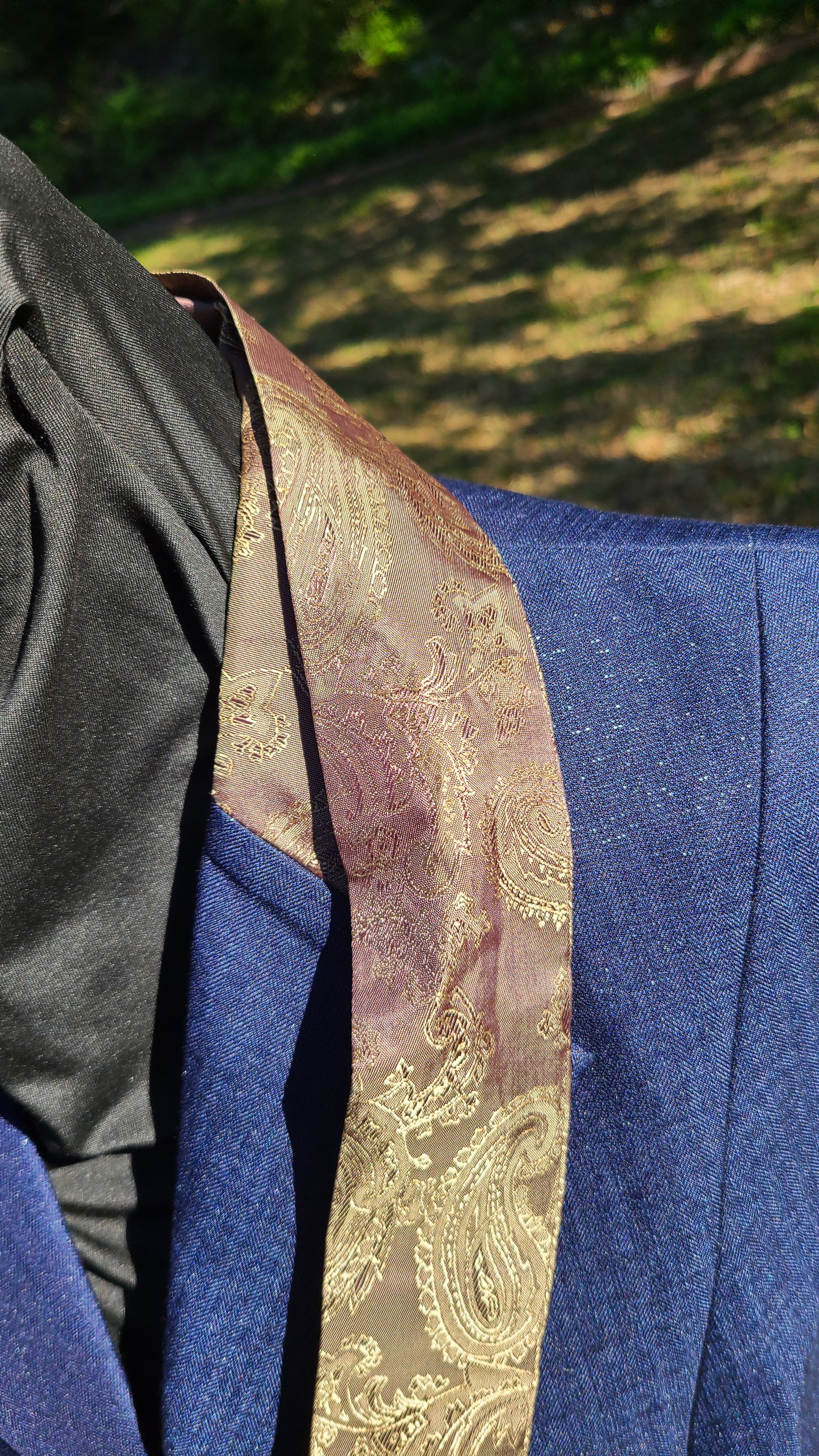 #R373 Navy/bronze belted Western vest for halter/lounge line set w/pants size 18