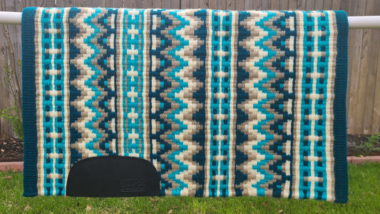 a137- Oversized Saddle blanket Dark Turquoise, Dark Teal, Charcoal