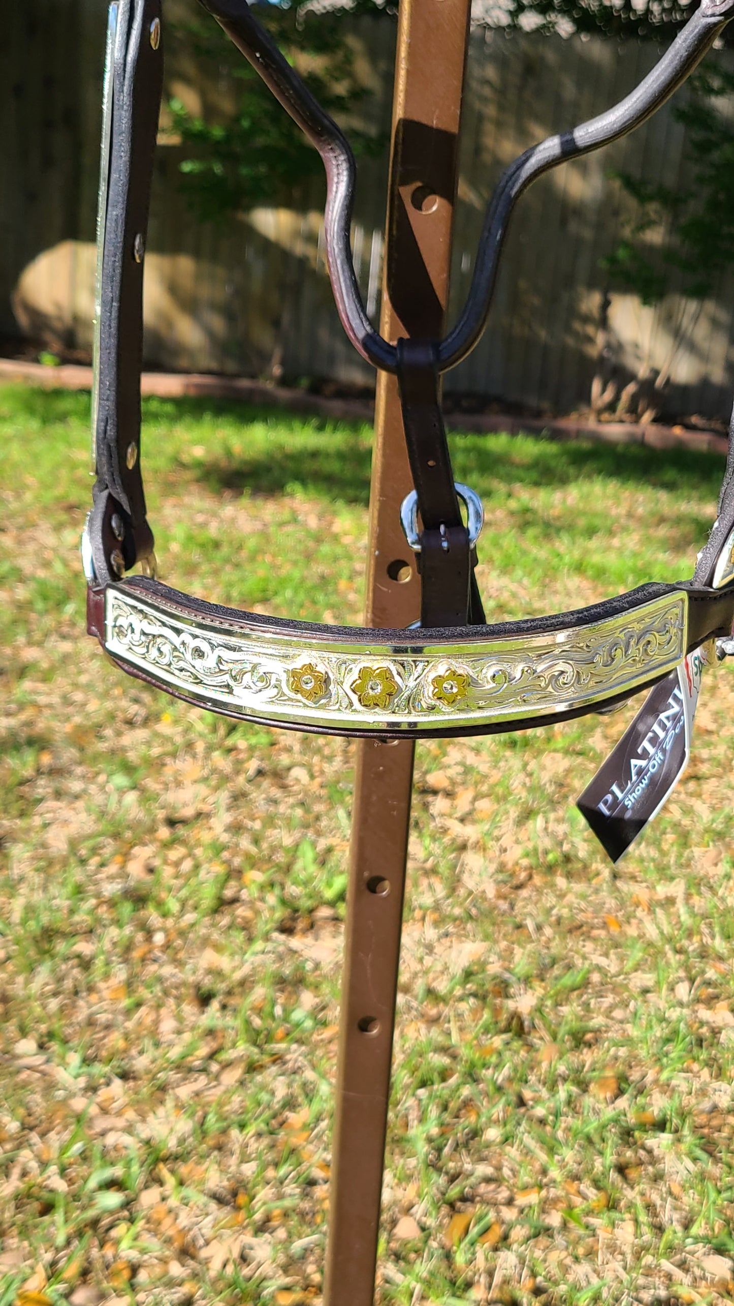 Horse sized show halter with clear stones