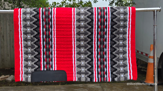 a146- Oversized Saddle blanket Red, White, Ash, Charcoal, Black
