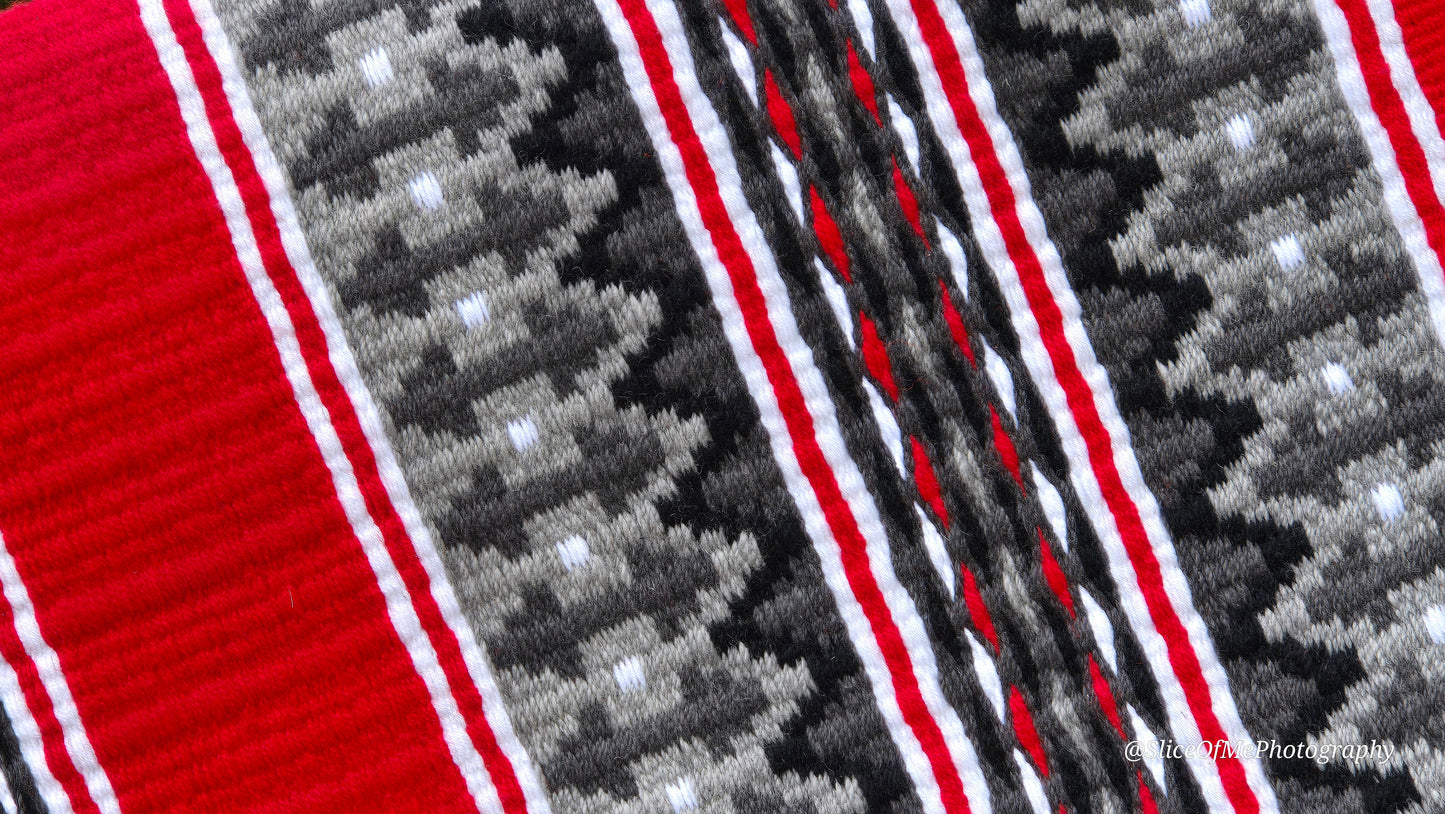 a146- Oversized Saddle blanket Red, White, Ash, Charcoal, Black