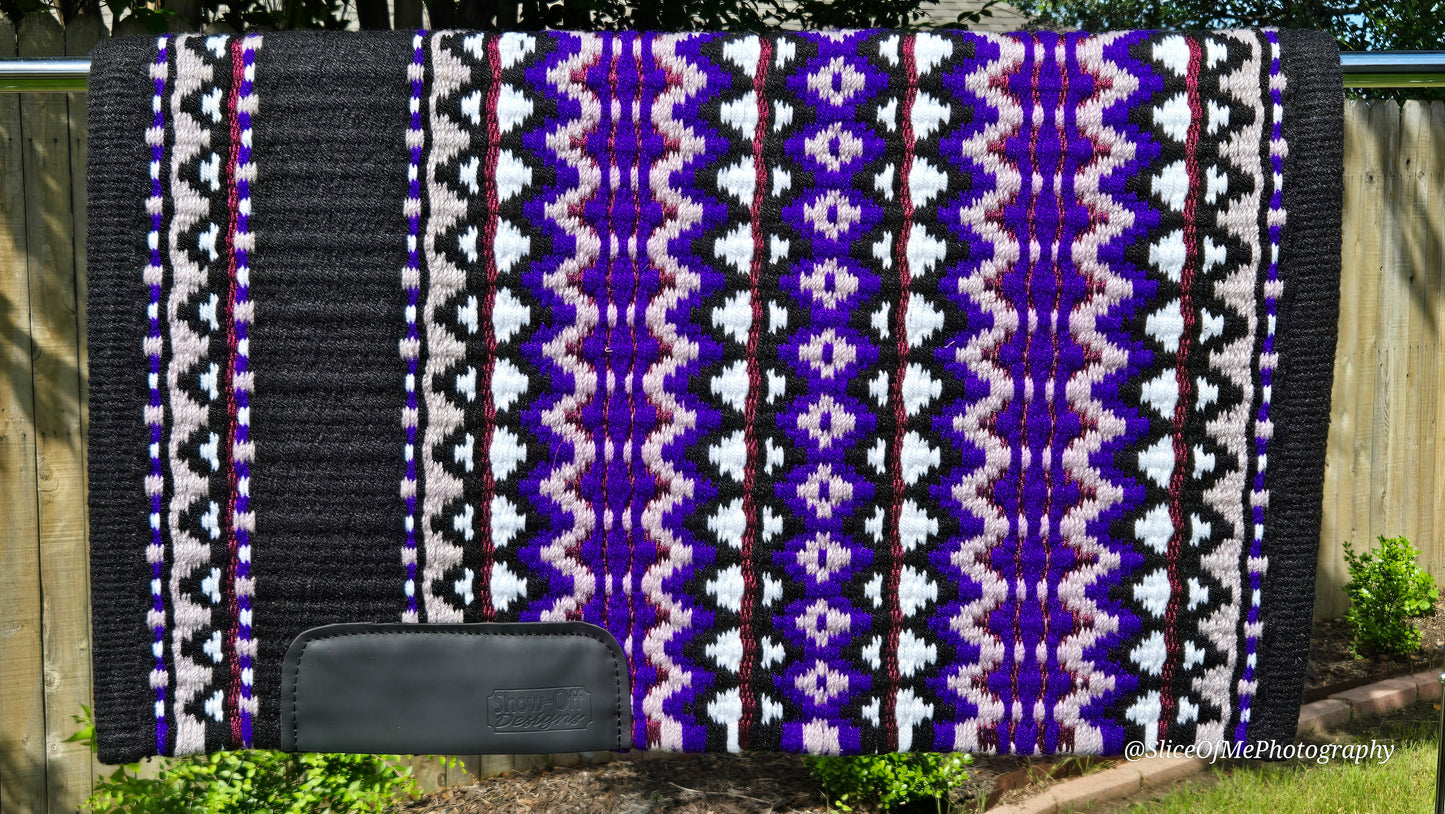 623 Oversized Saddle Blanket Black, Purple, Soft Purple, White, Black, Burgundy